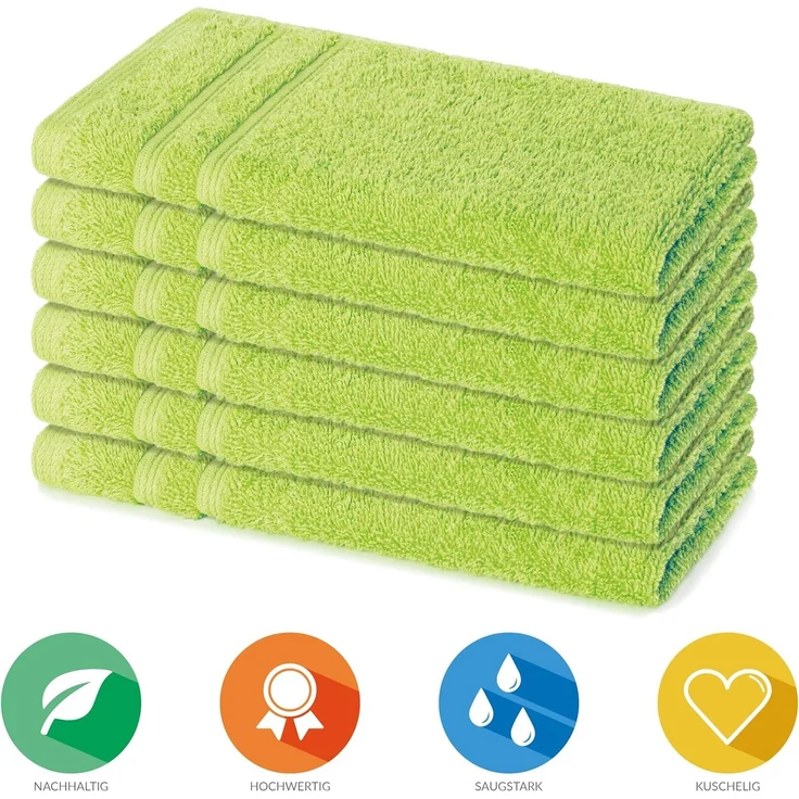 Lavea Gästehandtuch Bali, 30x50cm aus 100% Bio-Baumwolle, einzigartig weiche Gästetücher mit Aufhänger (Set, 6-St), hochwertiges und nachhaltiges Premium Gästetuch – saugstarke Faser – Bild 3
