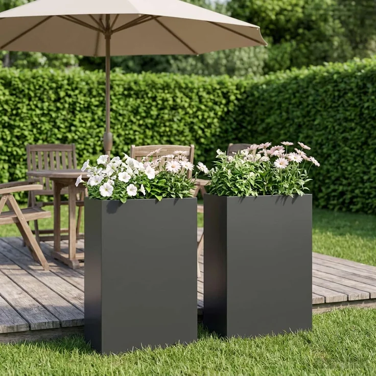 vidaXL Garten-Pflanzgefäß 2 stk. Schwarz 40 x 20 x 75 cm 8005429 – Bild 1
