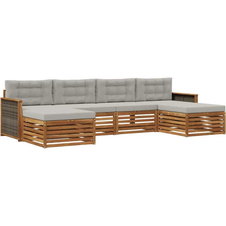 vidaXL Outdoor-Sofagarnitur 6 stk. 4-Sitzer Natur und Hellgrau 3383679 – Bild 2