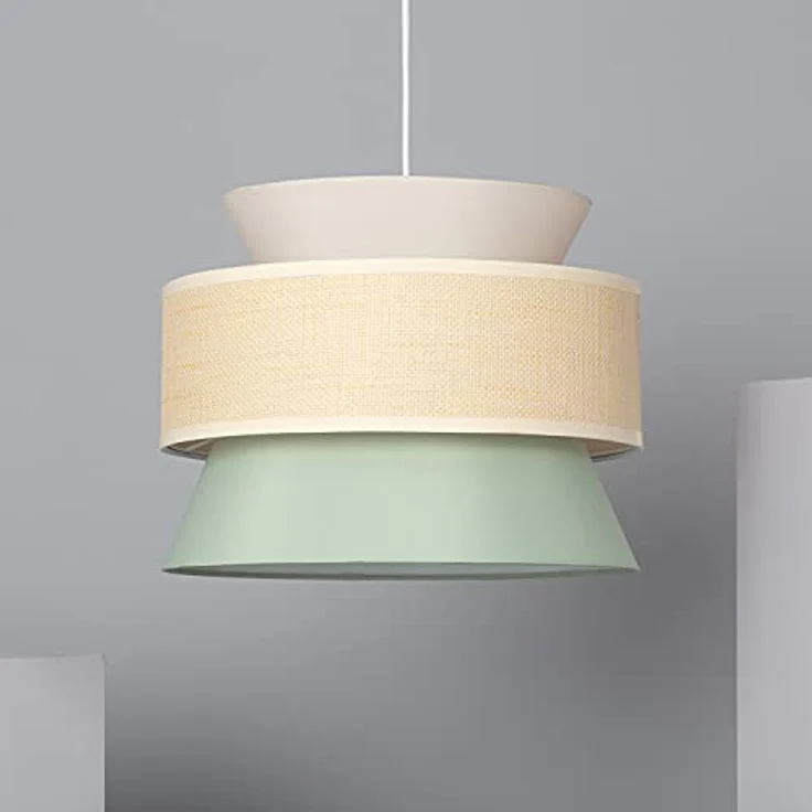 LEDKIA LIGHTING Chulu Hängeleuchte, Elegantes Design, E27 kompatibel, Vielseitig für Wohnzimmer, Küche & Schlafzimmer, Grün, Textil – Bild 1