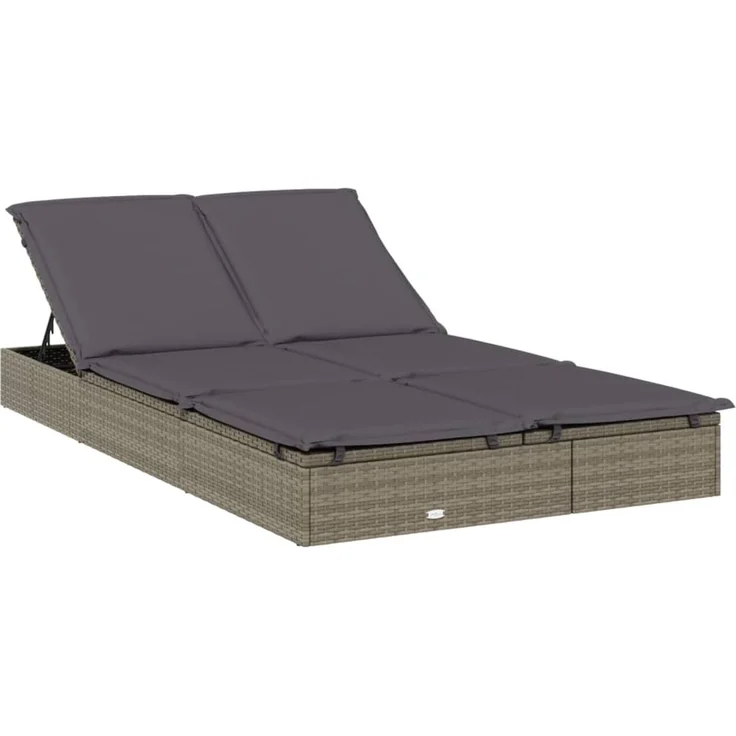 2-Personen-Sonnenliege, Gartenliege mit Dach Grau 213 x 118 x 97 Poly Rattan – Bild 5