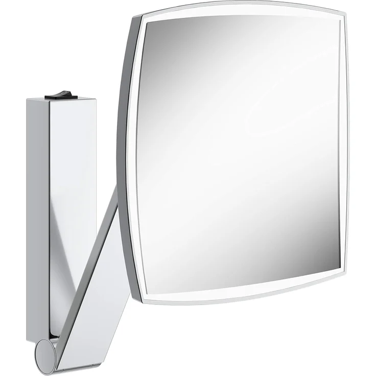 Keuco Kosmetikspiegel iLook_move (Wippschalter, Chrom), Wandspiegel mit Schwenkarm, LED-Beleuchtung, Schalter, 20x20cm, Chrom – Bild 1