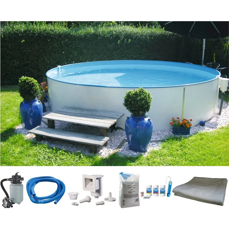 my POOL BWT Rundpool PREMIUM inkl. umfangreichem Zubehör (Komplett-Set, 6-tlg), Höhe 120 cm, in verschiedenen Größen erhältlich
