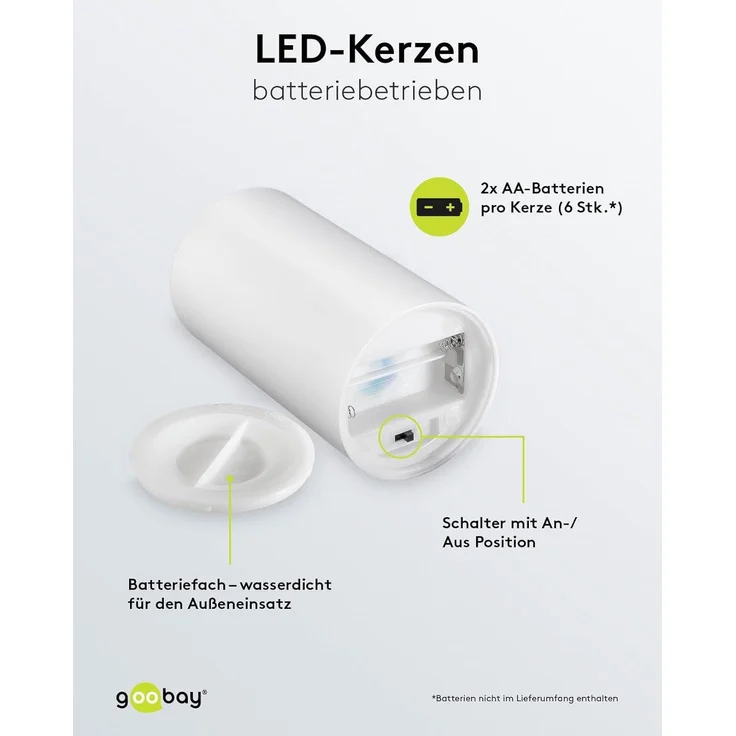 goobay 64786 LED Kerzen 3er Set mit Fernbedienung / elektrische Outdoor Kerzenlichter / realistisch flackernde Flamme / LED Deko / Timerfunktion / Flammenlose LED Kerzen / Batteriebetrieben / weiß – Bild 5
