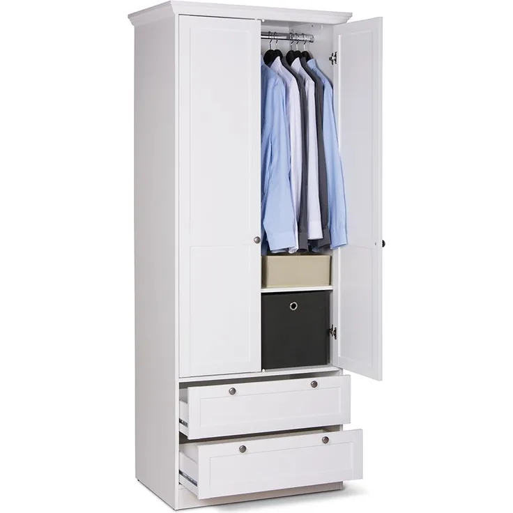 Kleiderschrank >Landsted< in Weiß - 80x200x51cm (BxHxT)