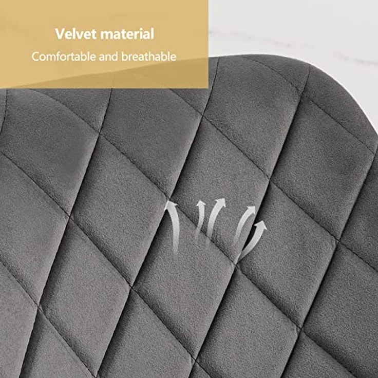 TUKAILAI Esszimmerstühle 2er Set aus Samt, Küchenstuhl Polsterstuhl mit Offener Rückenlehne,Armlehnen,Gepolstertem Sitz, Metallbeinen, Grau Stühle für Wohnzimmer,Esszimmer,Küche – Bild 6