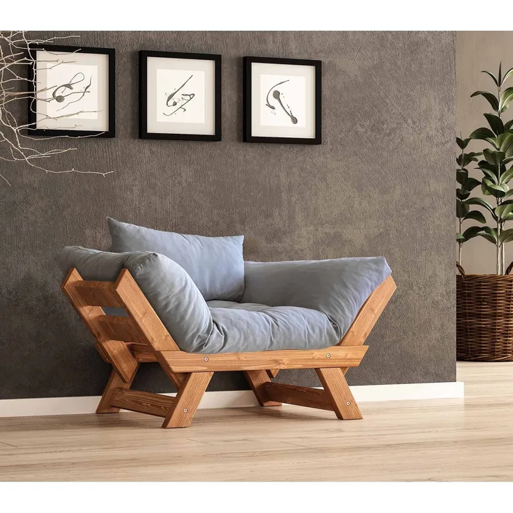 Skye Decor 'CPT8153-140' Garten-Sessel, Teak / Grau, 108-140 x 75 cm