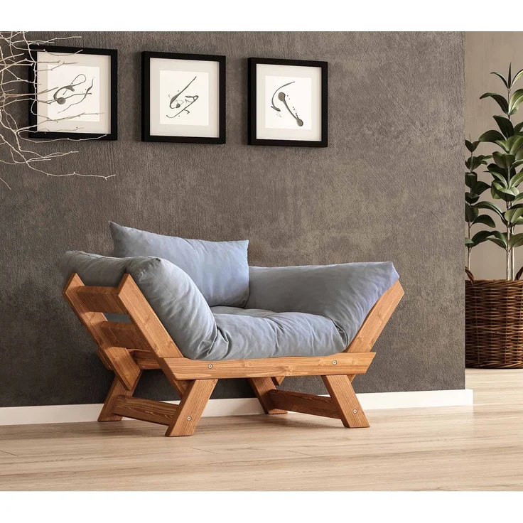 Skye Decor 'CPT8153-140' Garten-Sessel, Teak / Grau, 108-140 x 75 cm – Bild 1