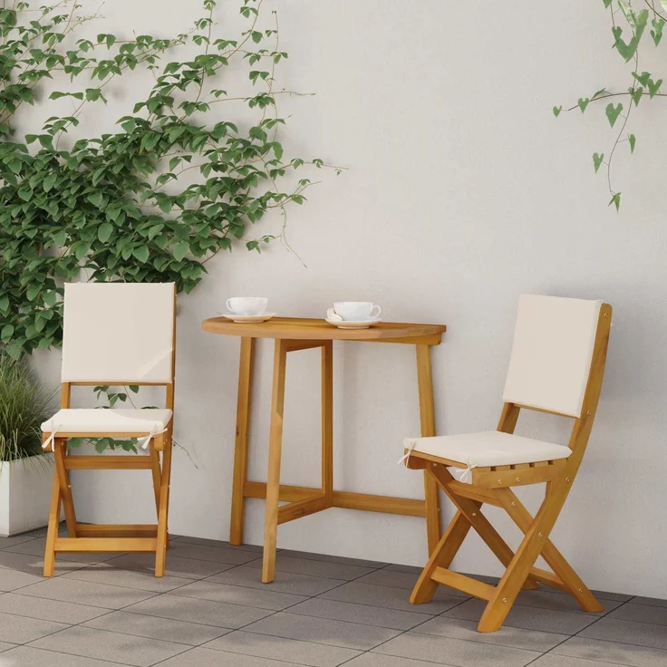 vidaXL Außen Bistro-Stühle mit Kissen 2 pcs Cremeweiß 38 x 46 x 85 cm 42028099 – Bild 1