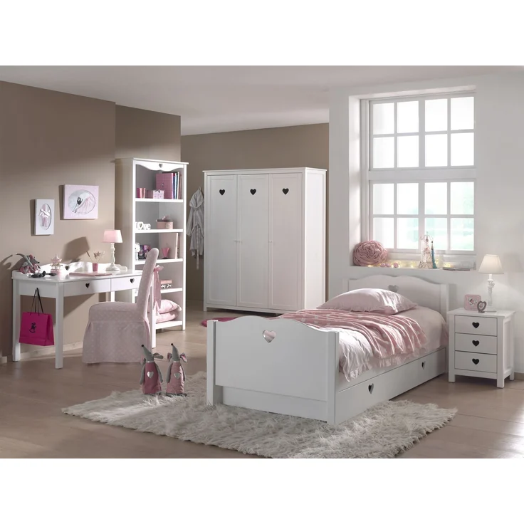Einzelbett Kamila 212x96x80 Kinderbett MDF Weiß – Bild 2