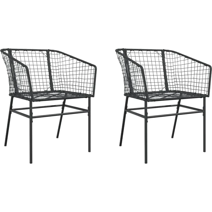 vidaXL Gartenstühle 2 Stk. Schwarz Poly Rattan 369098