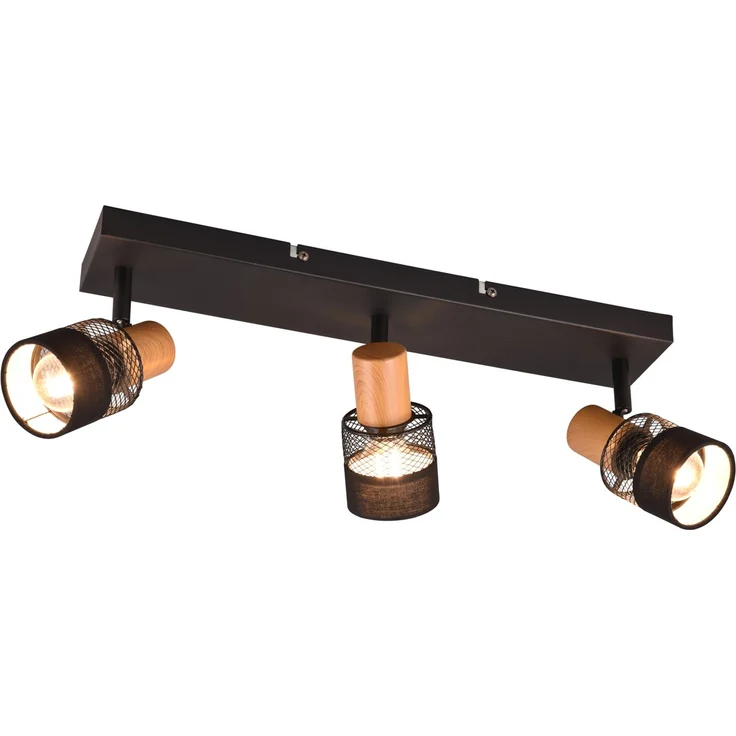 Trio Deckenstrahler 3er Spot Nandini E14 schwarz, Metall, Holz – Bild 2