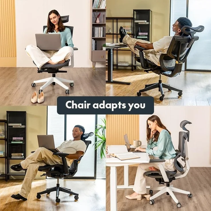 FLEXISPOT Bürostuhl Schreibtischstuhl Premium Ergonomischer C7 (Rückenlehne verstellbar 90°-128°, 2D-Kopfstütze, 3D-Armlehnen), Chef-Mesh-Bürostuhl, Computer-Bürostuhl, 130KG Tragkraft – Bild 9