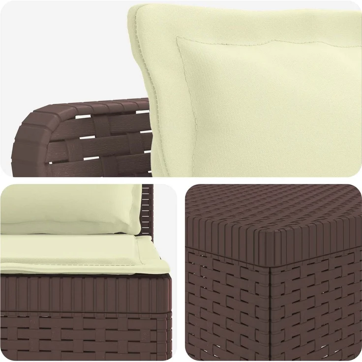 vidaXL 6-Sitzer Garten Sofa mit Kissen Rattan Look PP Braun 3444126 – Bild 7