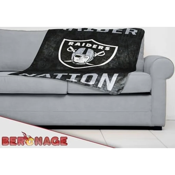 Wohndecke NFL Las Vegas Raiders Decke 150x200 cm Wellsoft Kuscheldecke Wohndecke, BERONAGE, passend zur Bettwäsche, ideal für Sofa, Couch, Bett, Auto, Camping – Bild 6