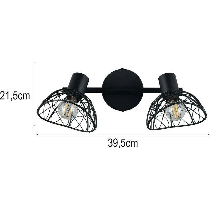 Deckenstrahler YAKO 2-flammig mit Drahtgeflecht Lampenschirmen, B: 39,5cm – Bild 4