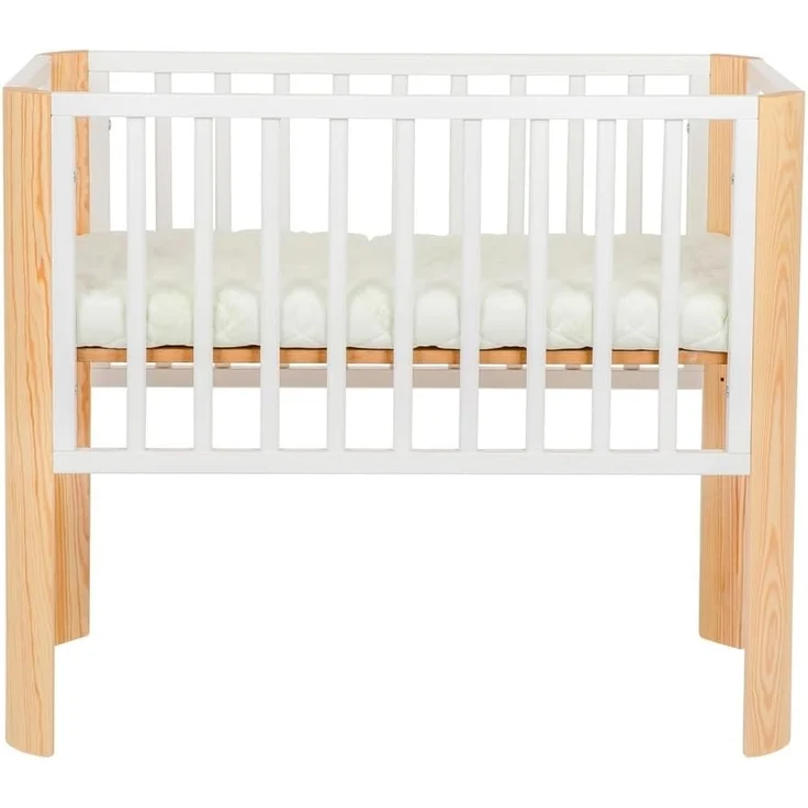 Baby Beistellbett Weiß und Natur mit Matratze, 90×40 cm – Bild 3