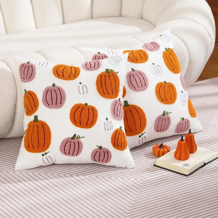 CLTYQ Kissenbezug Halloween Kissenbezug Gruseliger Geist Kürbis Deko Weiche, (2 Stück) – Bild 4