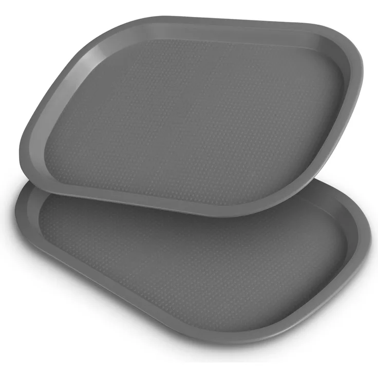 Tablett Kunststoff - 37,7cm x 27,7cm Grau 2er-Pack