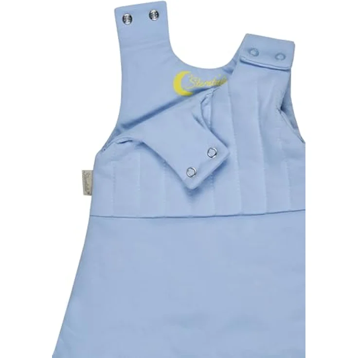 Sterntaler Babyschlafsack 50/56 cm Bär Bo, Schlafsack für Babys, Applikation am Fußteil, Singlejersey-Futter, Wattierung, Zwei-Wege-Reißverschluss, Mesheinsatz, 63×47×2 cm, eisblau, 1,50 TOG, Größe 56 – Bild 5