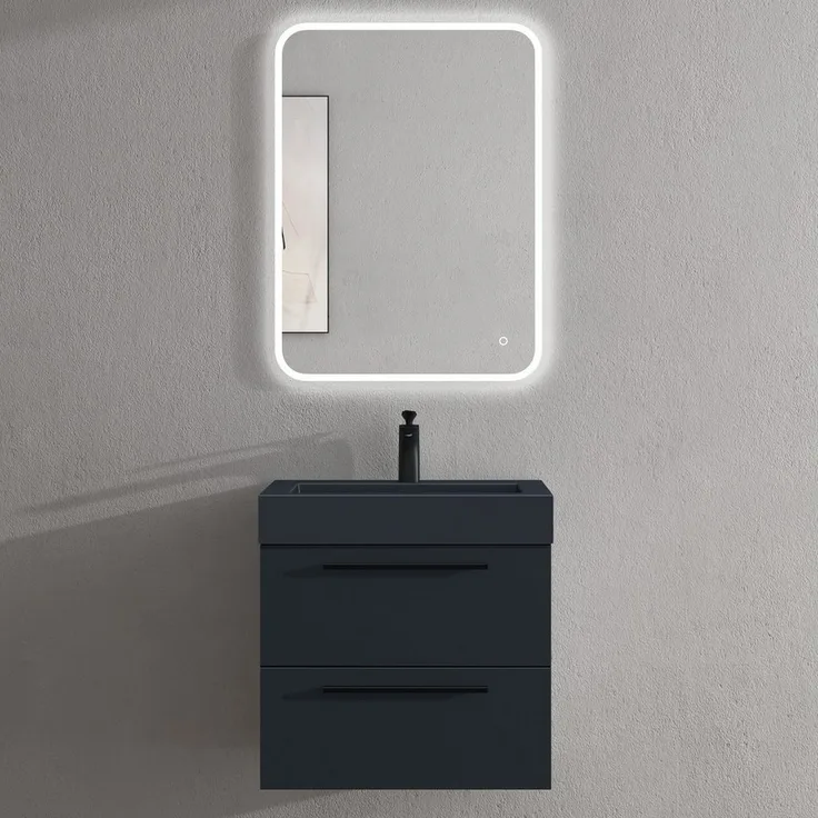 doporro Badmöbel-Set Design Badmöbel Set 2 Schubladen mit SoftClose Quadratto