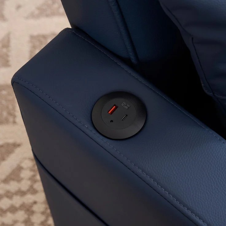 3-in-1 Schlafsessel mit USB und Getränkehaltern, ausziehbarer 1-Sitzer mit 3 Rückenpositionen und Seitentasche für kleine Wohnräume, Blau – Bild 11
