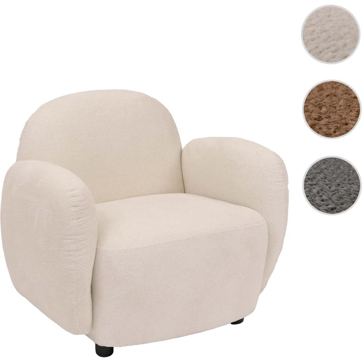 Sessel HWC-P33, Lounge-/Relax-/Cocktailsessel Polstersessel, Stoff/Textil Chenille (330 g/m²) ~ creme – Bild 10