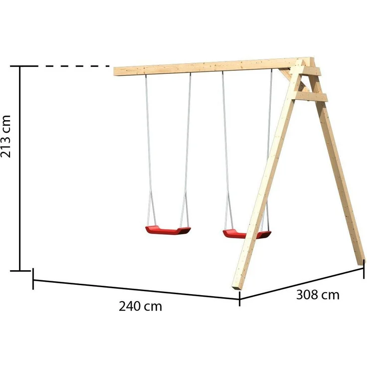 Karibu Eco Doppelschaukel Anbau naturbelassen – Bild 3