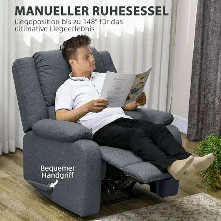 HOMCOM Relaxsessel mit Liegefunktion, Liegesessel bis 150 kg Belastbar (Fernsehsessel, 1-St, Ruhesessel), für Wohnzimmer, Schlafzimmer, Braun – Bild 5
