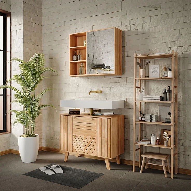 Badmöbel-Set Lucie Bambus 2 Teile Vicco – Bild 3