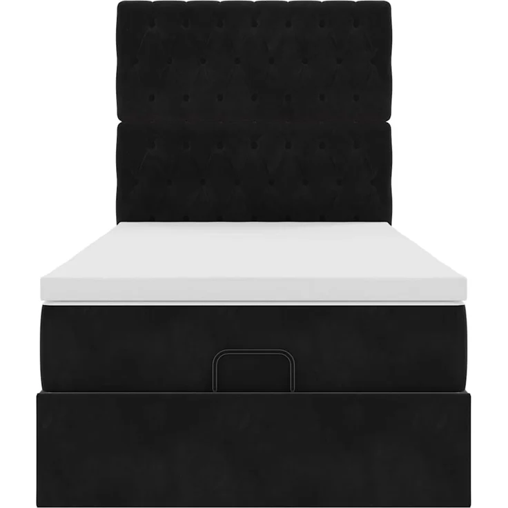 vidaXL Ottoman-Bett mit Matratzen & LEDs Schwarz 90x190 cm Samt 3314362 – Bild 6