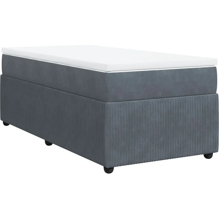 vidaXL Boxspringbett mit Matratze Dunkelgrau 90x200 cm Samt 3285615 – Bild 2