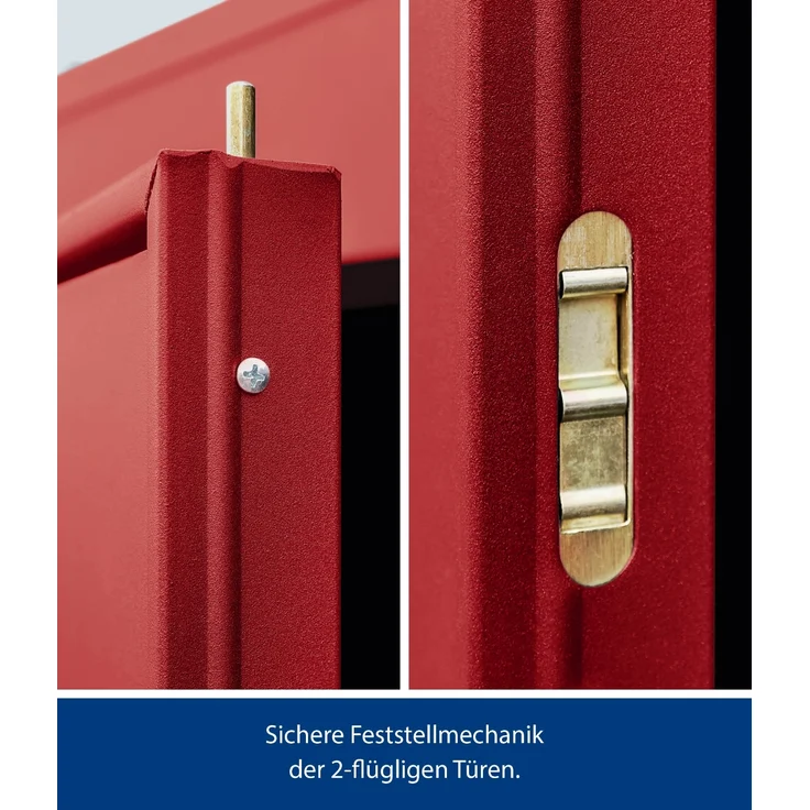 Hörmann Metall-Gerätehaus Berry Modern mit Satteldach Typ 3, 324 x 248 cm, purpurrot, 8 m²,1-flüglige Tür – Bild 2