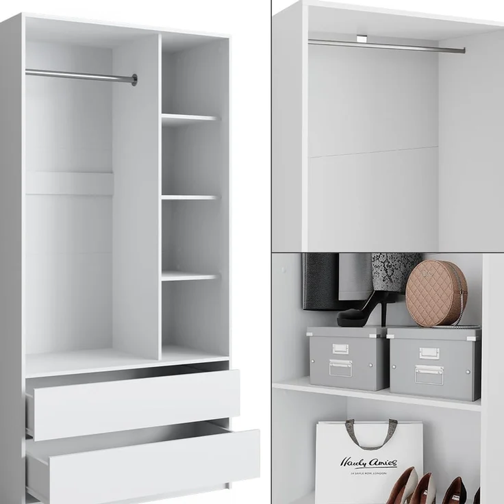 Kleiderschrank Elmo Weiß 180 x 200 cm 2er Set Vicco – Bild 6