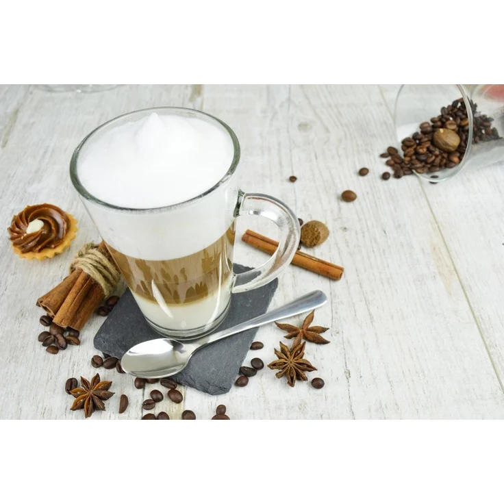6 Latte Macchiato Gläser 300ml mit Henkel und 6 Löffeln, Tee-/ Kaffeegläser – Bild 3