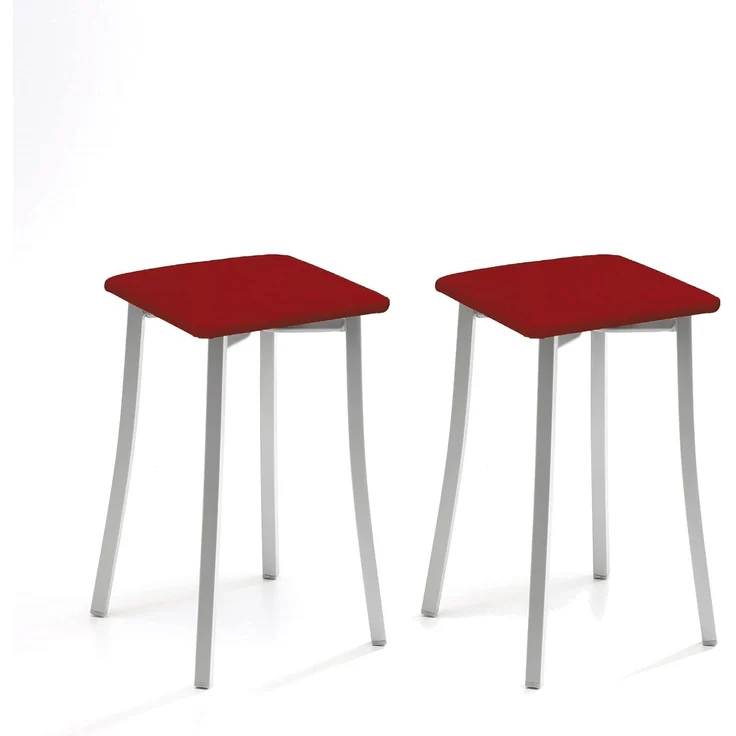ASTIMESA Zwei Küchenhocker, Beine, Design Kunstleder, Rot