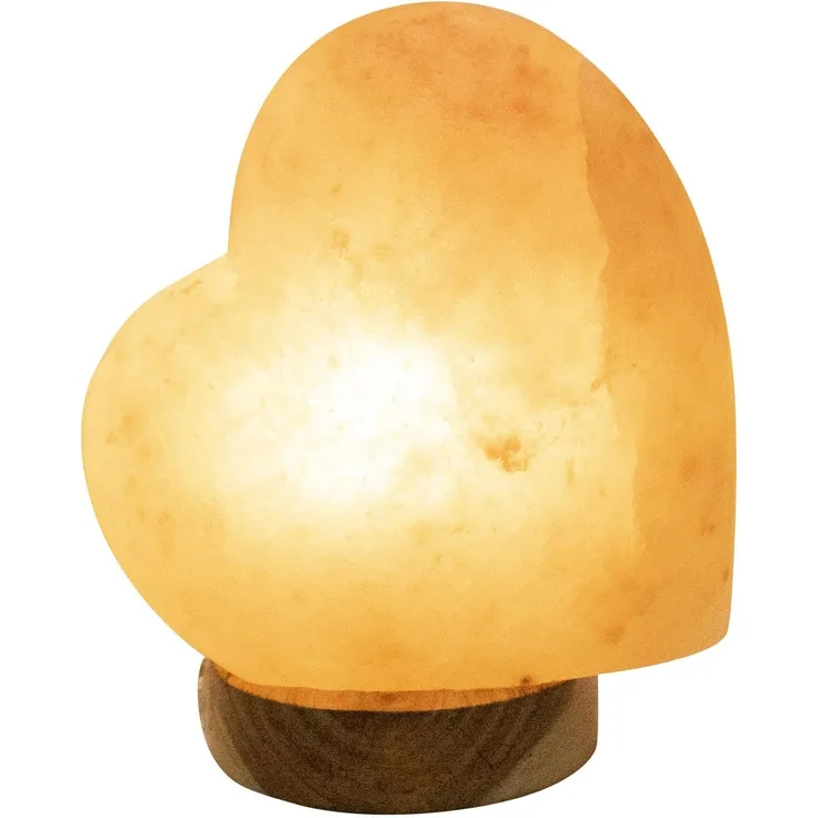GLOBO LIGHTING Salzkristall-Tischlampe STONE, ohne Leuchtmittel, Salzstein, Dekolampe, Dekoleuchte, Herzform, Valentinslampe