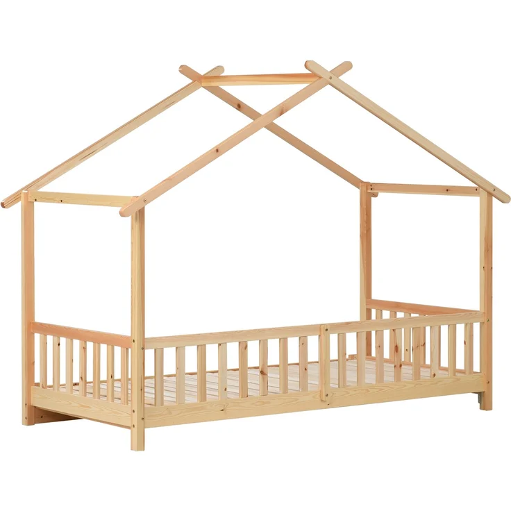 Erweiterbares Hausbett 208x182x170 ausziehbares Kinder- und Tagesbett, reines Massivholz (Kiefer), wandelbar als Einzel- und Doppelbett, natur – Bild 10