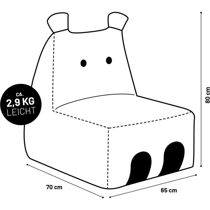 LUMALAND 'Animal Line Hippo' Kindersitzsack, indoor & outdoor, Polyester senfgelb, 200 l – Bild 9