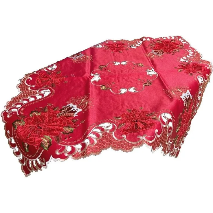 Westernlifestyle Mitteldecke Mit Spitze besetzte rot / goldene Weihnachtsdecke