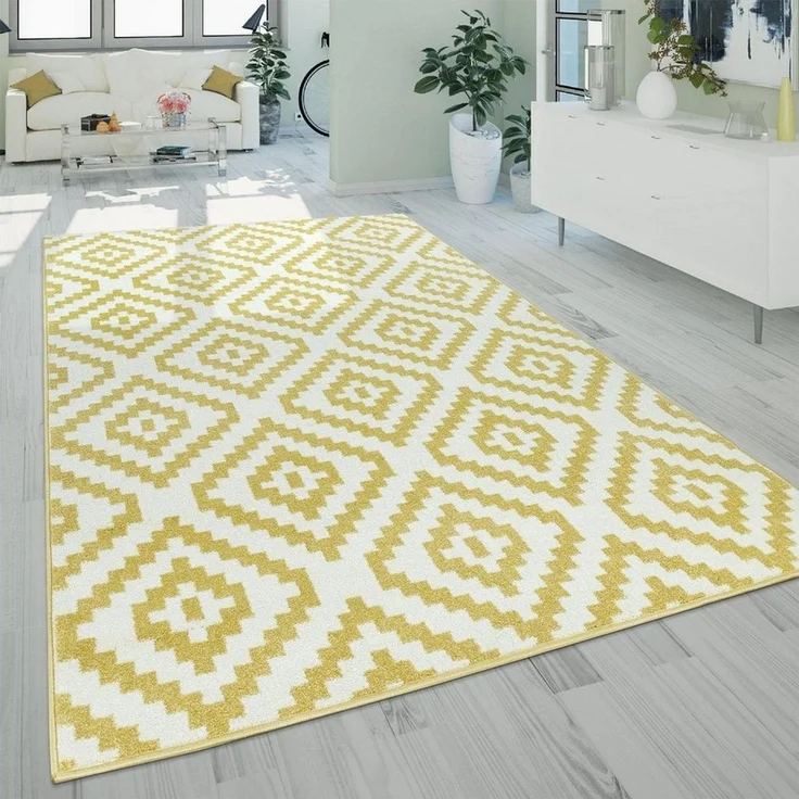 Paco Home Teppich Stella 400, rechteckig, Höhe: 16 mm, Kurzflor, Pastell Farben, Rauten Design, Wohnzimmer – Bild 3