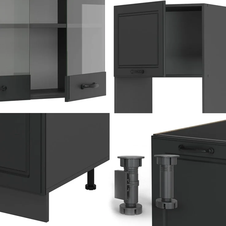 Eckküche R-Line Anthrazit Landhaus/Anthrazit 247 x 60 cm , AP Eiche Vicco – Bild 6