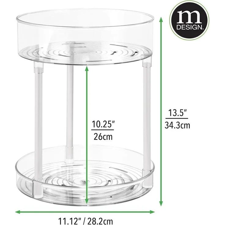 mDesign Regal Organizer Ablage Aufbewahrung drehbar 2 Etagen transparent / weiß – Bild 2