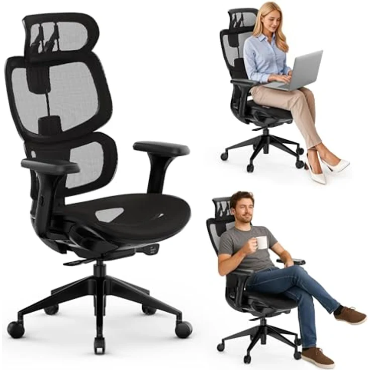 SENSE7 Nobu Ergonomischer Bürostuhl – Innovatives Rückenstützsystem, 3D-verstellbare Armlehnen, Wippfunktion, Atmungsaktives Mesh, Gesunde Haltung, Komfort für Büro und Gaming, Stabil – Bild 2