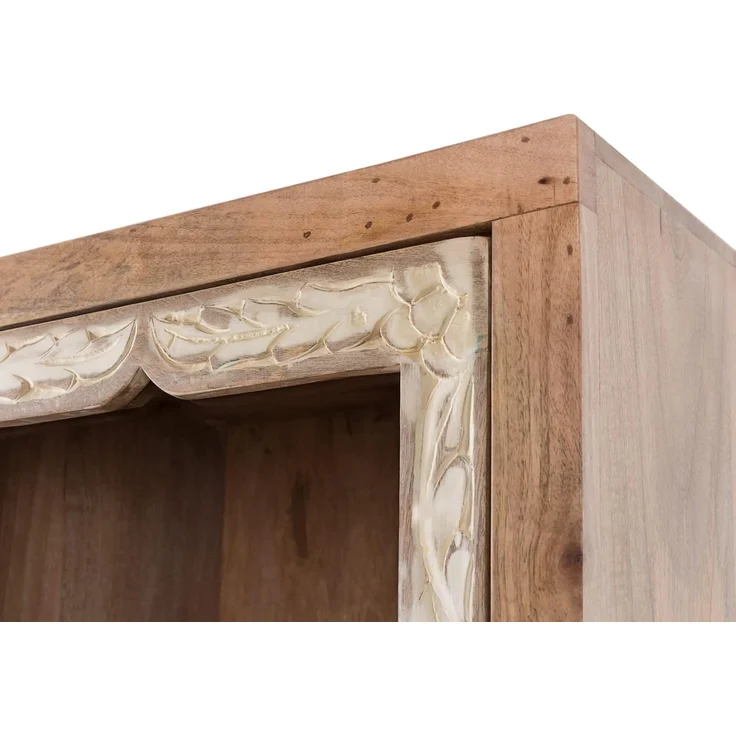 Hochschrank Delhi aus Mangoholz: Rustikales Design, Matt Lackiert, Wasserabweisend - 185x45x35cm, Braun – Bild 4