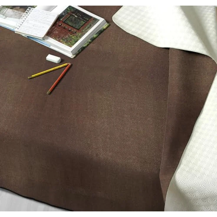 GEMITEX Tischschoner Linum, hergestellt in Italien, rutschfest, stoßfest, doppelseitig, braun/weiß, 140x180 cm, dekoriert und schützt Ihren Tisch vor Stößen, Kratzern und Flüssigkeiten – Bild 2