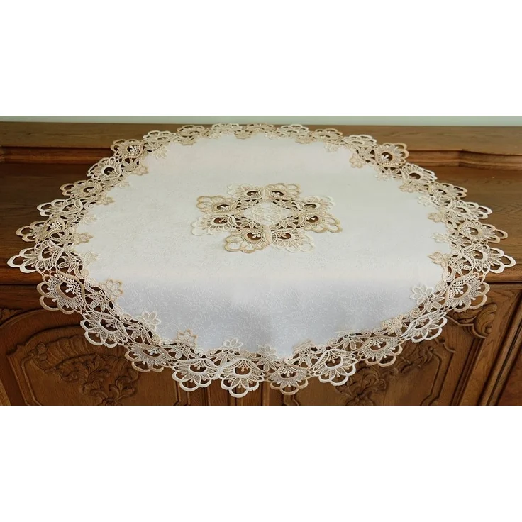 matches21 HOME & HOBBY Tischdecke Tischdecke MIRA filigrane Spitze Jaquard Polyester rund Ø 85 cm (1-tlg), Pflegeleicht & waschbar bei 30 °C – Bild 3