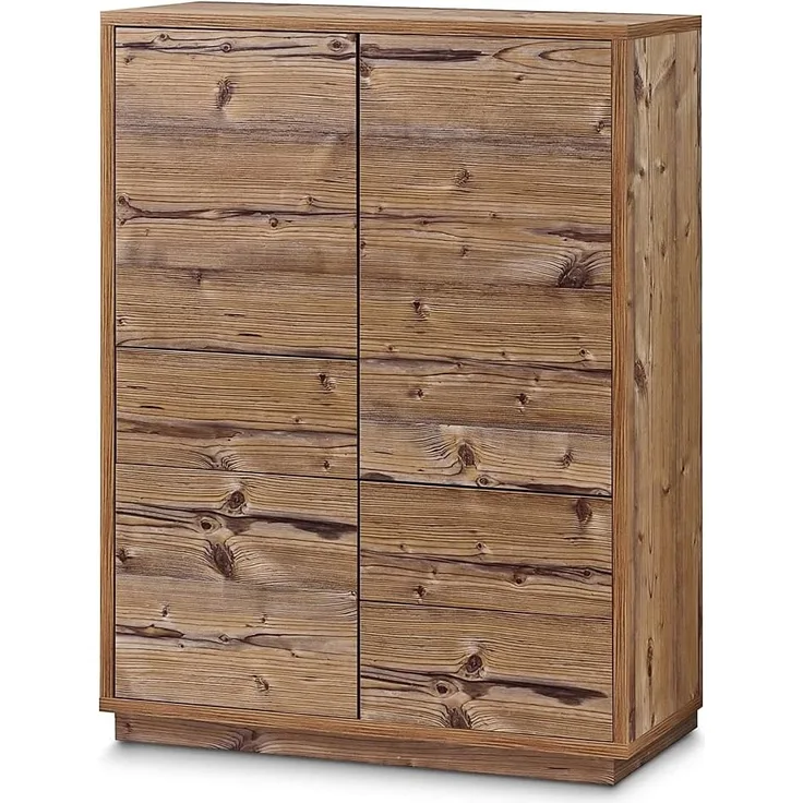 Highboard-Kommode Eyecatcher - Sideboard Anrichte mit Push-To-Open System, 3 Schubkästen und 3 Türen - Wohnzimmer-Möbel Fichte
