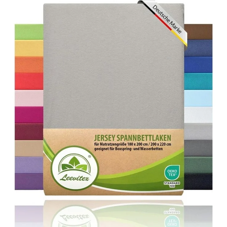 leevitex® Spannbettlaken für Boxspringbetten & Wasserbetten - Spannbetttuch 170 g/m², Gummizug: rundum, 100% Mako-Baumwolle, sehr robust, 180x200 – 200x220 cm + 40 cm Steg – Bild 4