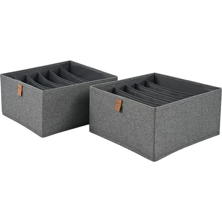 hausleben Organizer Box 2er Set – 6 Fächer je Box, Faltbare Aufbewahrungsbox aus Stoff 30x30x15cm – Bild 1